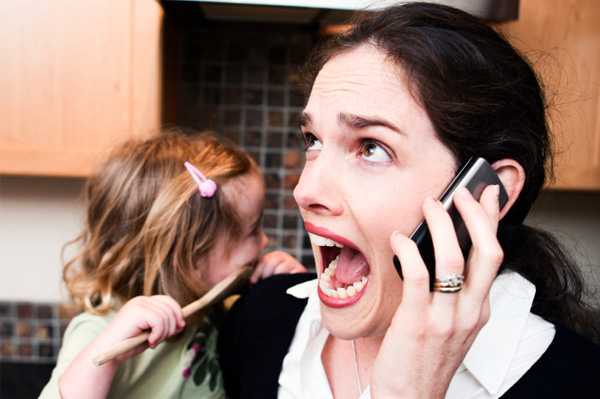 stressed mother in kitchen