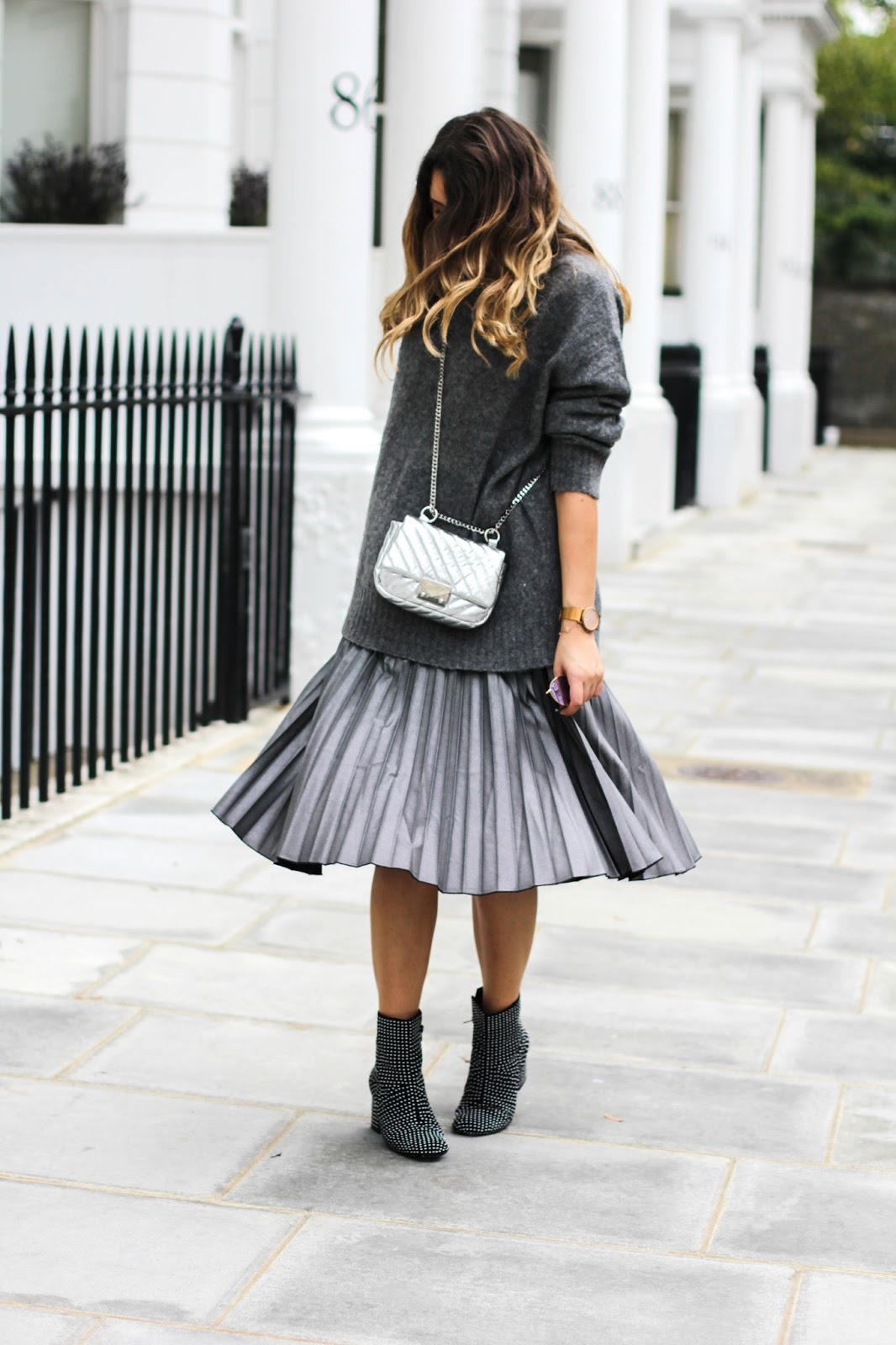 Glamorous Silver Plisse Midi Skirt.jpg